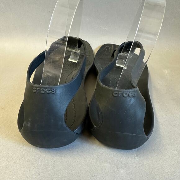 Crocs Sexi flip flop t-strap comfort rubber sandal in black women's size 10 - Picture 6 of 13